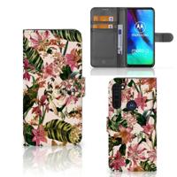 Motorola Moto G Pro Hoesje Flowers | Portemonnee hoesje - thumbnail