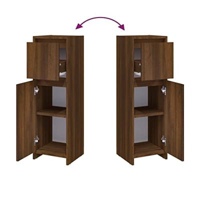 Badkamerkast 30x30x95 cm bewerkt hout bruin eikenkleur