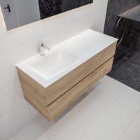 MONDIAZ VICA Badkamermeubelset - 120cm - 2 lades - wasbak Cloud links - 1 kraangat - solid surface washed oak PC75341249 - thumbnail