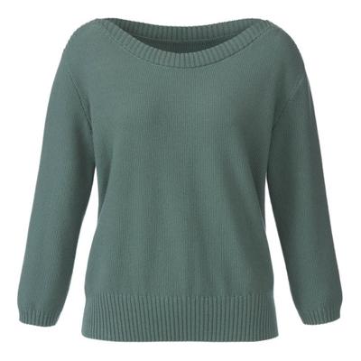 Pullover van bio-katoen met boothals, zeegras 36/38