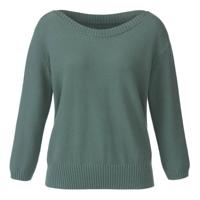 Pullover van bio-katoen met boothals, zeegras 36/38 - thumbnail