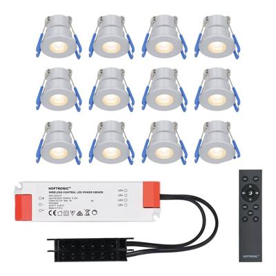 Complete set met 12 Milano inbouwspots 12V - IP65 waterdicht - 2700K warm wit - 3 Watt 200 lumen - RVS - Verandaverlichting - Dimbaar - met afstandsbediening