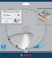 Bosch Accessoires Cirkelzaagblad Construct Wood 190 x 30 x 2,6 mm, 12 1st - 2608640633 - thumbnail