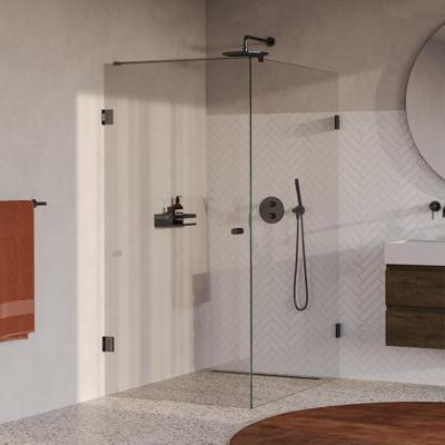 BRAUER Void Carving Douchecabine - 100x140x200cm - draaideur - glascoating - omkeerbaar - helder glas - geborsteld gunmetal PVD GS-VOCC1H100140200GM