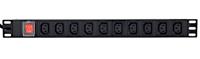 19&apos; stekkerdoos met schakelaar (PDU), 10-voudig met pen-aarde C13, 1U, 16A - thumbnail