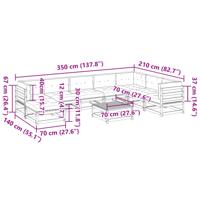 9-delige Loungeset met kussens massief grenenhout wasbruin - thumbnail