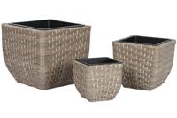 Plantenbakkenset Home ESPRIT Polypropyleen Rotan 40 x 40 x 36 cm - thumbnail