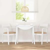 Eetkamerstoelen met kussens 2 st massief hout rubber wit - thumbnail