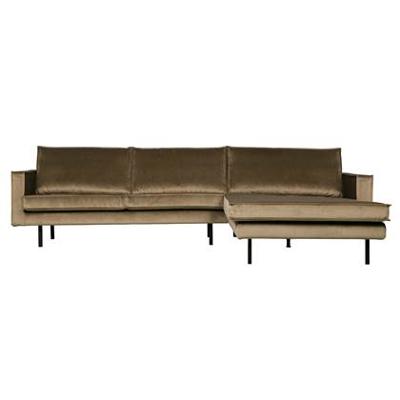 WOOOD Loungebank 'Rodeo' Rechts, Velvet, kleur Taupe