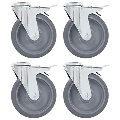 VidaXL Zwenkwielen met boutgaten en dubbele remmen 4 st 125 mm