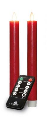 Dinerkaars rustiek wax bewegende vlam 23 cm rood 2 stuks - Annas collection