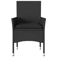 Tuinstoelen 2 st met kussens poly rattan zwart - thumbnail