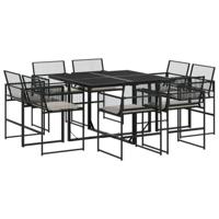 9-delige Tuinset poly rattan zwart - thumbnail