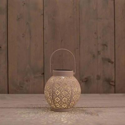 Anna's Collection Lantaarn solar metaal 1 led warm wit 14.5 x 14.5 x 16 cm zand