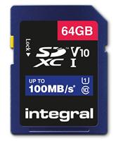 Integral INSDX64G-100V10 flashgeheugen 64 GB SD UHS-I - thumbnail