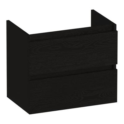 Brauer Joy - Onderkast Ondiep - 60 cm - met 2 Softclose Lades Greeploos en 1 Sifon Uitsparing - Timber Black