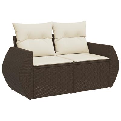 6-delige Loungeset met kussens poly rattan bruin - thumbnail