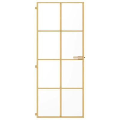 VidaXL Binnendeur smal 83x201,5 cm gehard glas en aluminium goudkleur