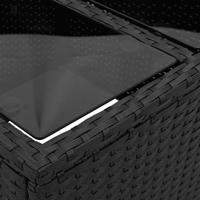 Tuintafel met glazen blad 55x55x37 cm poly rattan zwart - thumbnail