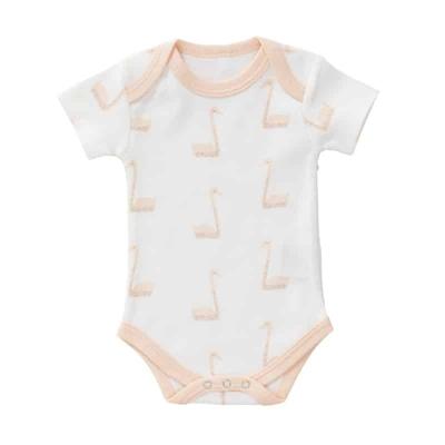 Fresk romper korte mouw Swan Pale Peach-0-3 mnd