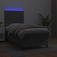 Boxspring met matras en LED kunstleer grijs 120x190 cm - thumbnail