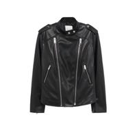 Violeta by Mango imitatieleren bikerjack zwart - thumbnail