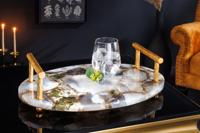 Decoratief dienblad NOBLE 40cm edelsteen handgemaakte agaatkwarts gouden handvatten - 41558 - thumbnail