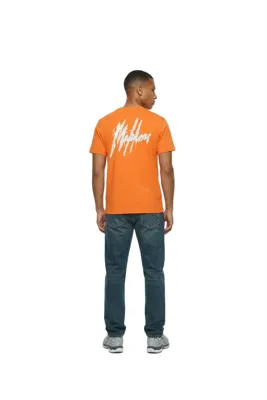 Malelions Signature Drip T-Shirt Heren Oranje/Wit - Maat 6XL - Kleur: WitOranje | Soccerfanshop