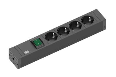 Bachmann 420.0012 Stekkerdoos met schakelaar 4-voudig Zwart Randaarde stekker 1 stuk(s)