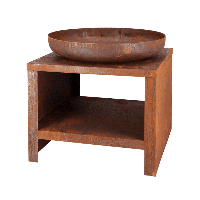 Esschert Design vuurschaal met houtopslag 62 cm roestkleurig - thumbnail