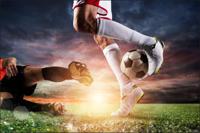 Fotobehang - Voetbal wedstrijd, te koop in 11 maten, Kinderkamer, inclusief behanglijm - thumbnail