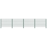 Schuttingpaneel met palen ijzer 694,5x120 cm groen - thumbnail