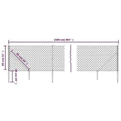 VidaXL Gaashek met grondankers 0,8x25 m groen