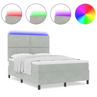 Boxspring bed met matras Lichtgrijs 140 x 200 cm Fluweel