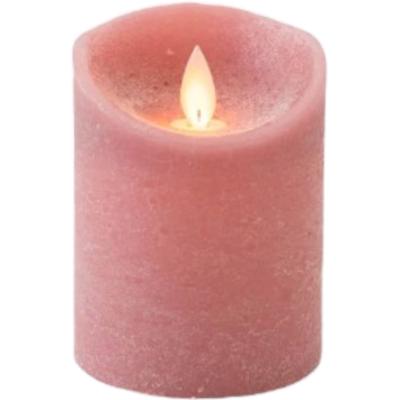 Anna&apos;s Collection LED kaars flame effect rustiek 7.5x10cm lichtroze 1 stuks