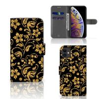 Apple iPhone 11 Hoesje Gouden Bloemen - thumbnail