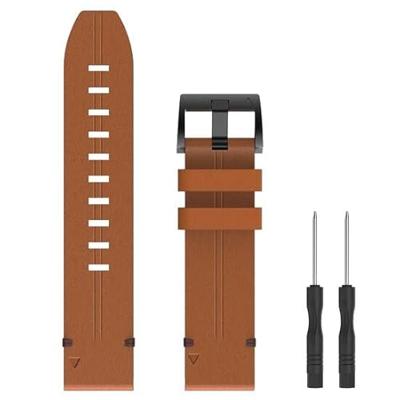 By Qubix - Leren bandje - Zwart - Compatible met Garmin Fenix 8-43mm - Compatible Garmin bandje - Bandbreedte: 20mm