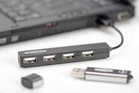 ednet 85040 Notebook USB 2.0 HUB, 4-poort, plug en play, compact ontwerp, geen extra stroomvoorziening nodig, datansnelheid tot 480 Mbit/s, zwart - thumbnail
