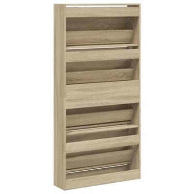 Schoenenkast met 4 klaplades 80x21x163,5 cm sonoma eikenkleurig