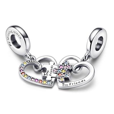 Pandora 792239C01 Hangbedel Puzzle Piece Hearts Splittable Friendship zilver-zirconia - thumbnail