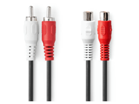 Stereo-Audiokabel | 2x RCA Male - 2x RCA Female | 2,0 m | Zwart - thumbnail