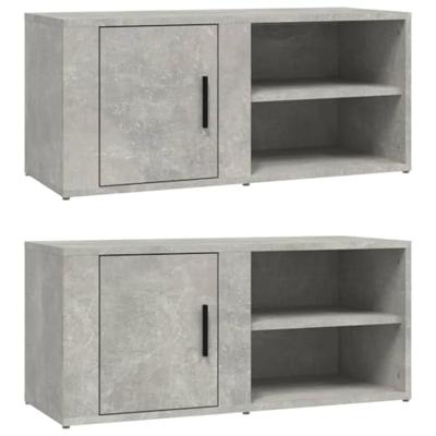 Tv-meubels 2 st 80x31,5x36 cm bewerkt hout betongrijs