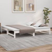 Slaapbank uitschuifbaar massief grenenhout wit 2x(75x190) cm - thumbnail