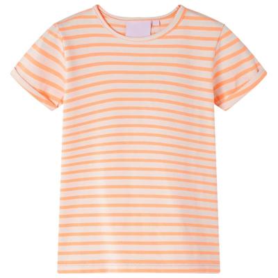Kindershirt gestreept 128 neonoranje Kindershirt gestreept 128 neonoranje