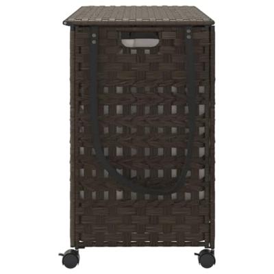Wasmand op wielen 66x35x60 cm rattan donkerbruin Wasmand op wielen 66x35x60 cm rattan donkerbruin