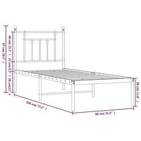 Bedframe met hoofdbord metaal zwart 75x190 cm - thumbnail