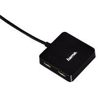 Hama 12131 USB-hub 2.0 (aansluiting van maximaal 4 USB-apparaten, geschikt voor USB 2.0, achterwaarts compatibel, stroomvoorziening via USB-aansluiting) zwart Single zwart - thumbnail