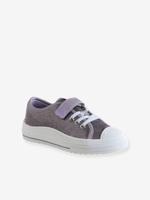 Gestoffeerde en klittenband kinderschoenen collectie kleuterschool lila - thumbnail