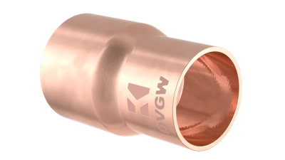 Kirchhoff Koperen reduceerdoosje dubbel, blank, 22 mm x 18 mm, 2 sockets, (5240) - 989066017