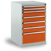 Manuflex SP1130.2001 Lade kast BASETEC stationair, gebruiksh. 700 mm met 7 lades, in roodoranje RAL 2001 - thumbnail